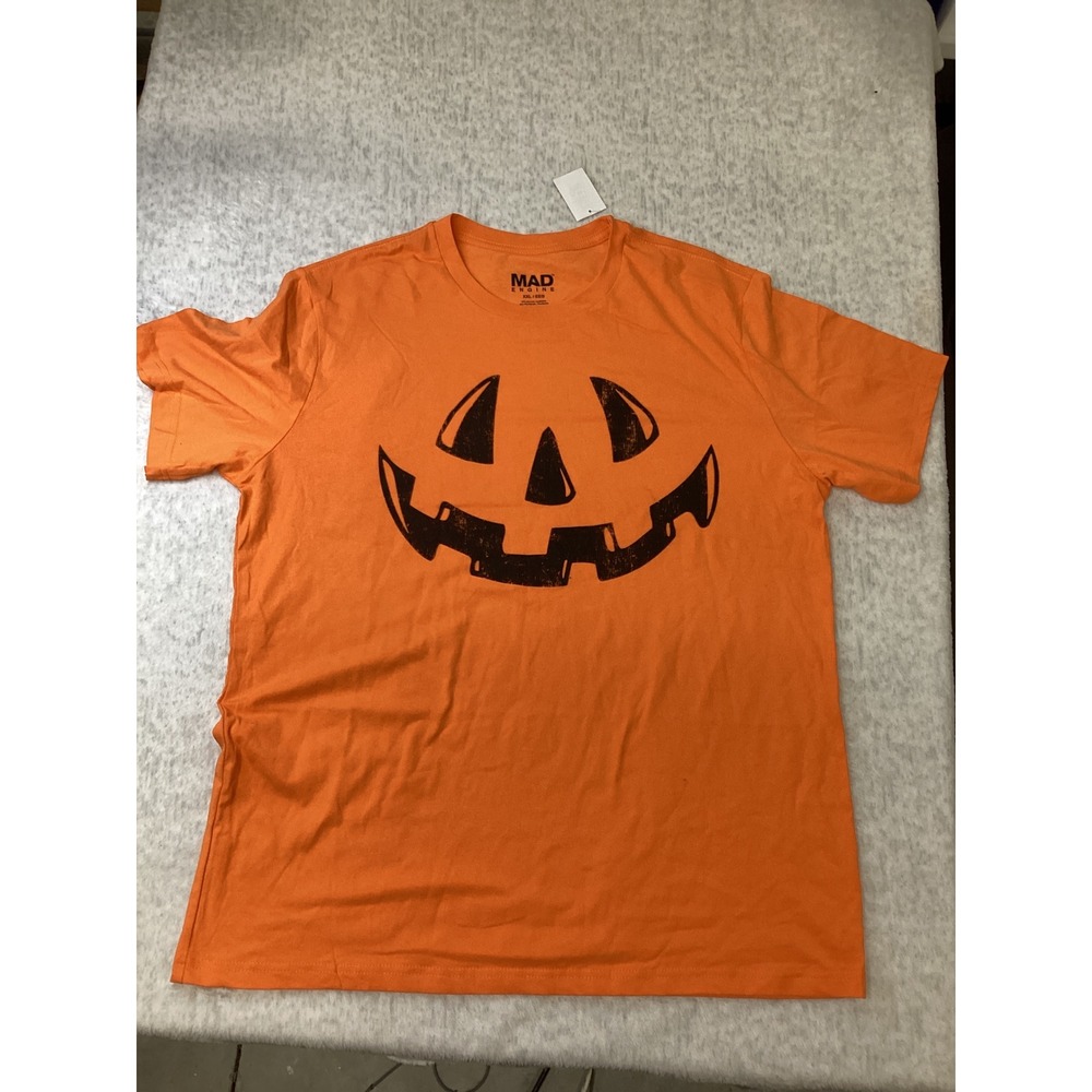 Mad Engine Mens Jack O Lantern Pumpkin Halloween Graphic T-Shirt Orange XXL NEW